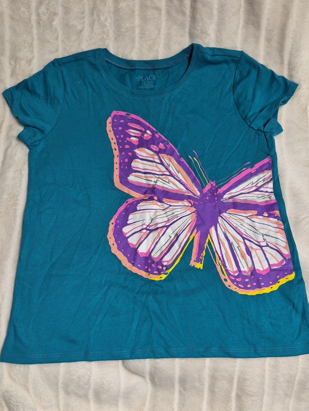 The Children's Place Teal Tee with Purple & Pink Butterfly